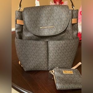 Michael Kors backpack with small coin wristlet bundle